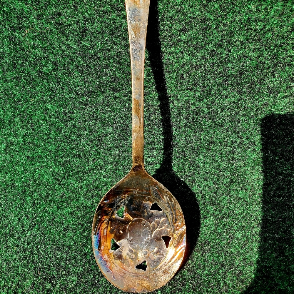 VTG Sheffield England Silver Flatware Slotted Spoon